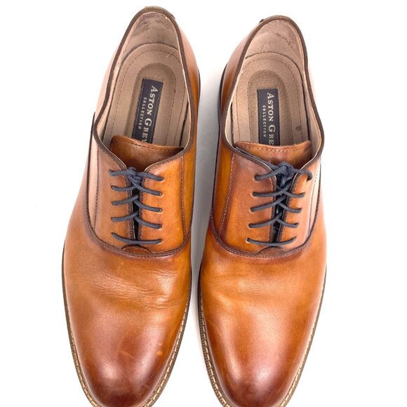 Aston Grey Collection Oxford Dress Men’s Tan/Brown Leather Shoes Size 9 - Picture 3 of 13